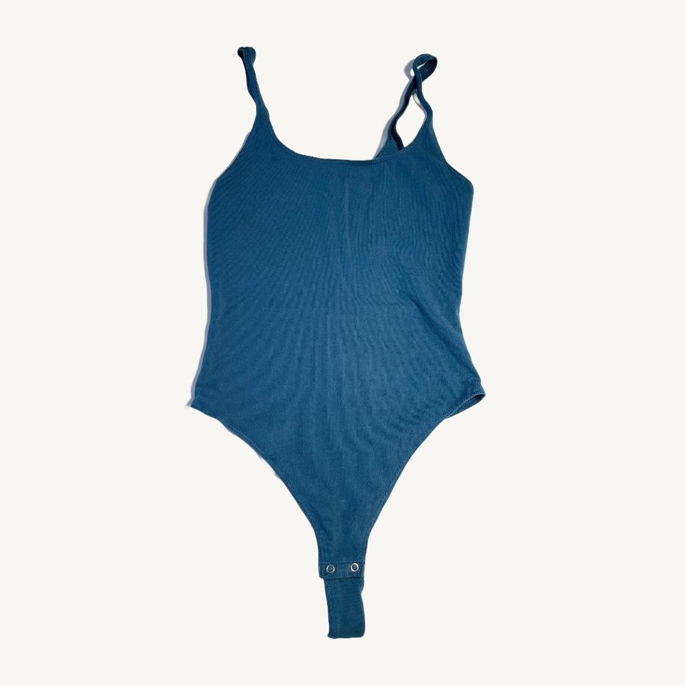 Garage Blue Bodysuit with Scoop Neck Size Extra Small